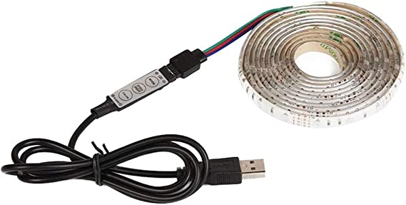 Meideli RGB Color LED Strip Light Lamp,LED Lights Kit,Waterproof Energy Saving Remote Control USB Light Strip, 0.5/1/2/3/4/5m Bar Lamp Strip for Party,Home,TV Backlight 0.5M Not Waterproof