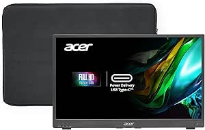 Acer Portable Monitor PM181Q Abmiux 17.3" 1080P FHD IPS Gaming | Ultra Slim Portable Design | External Monitor for Laptop PC/Mac | Speakers | 1 x USB 3.1 Type-C Port, 1 x Mini HDMI & 1 x Audio Out