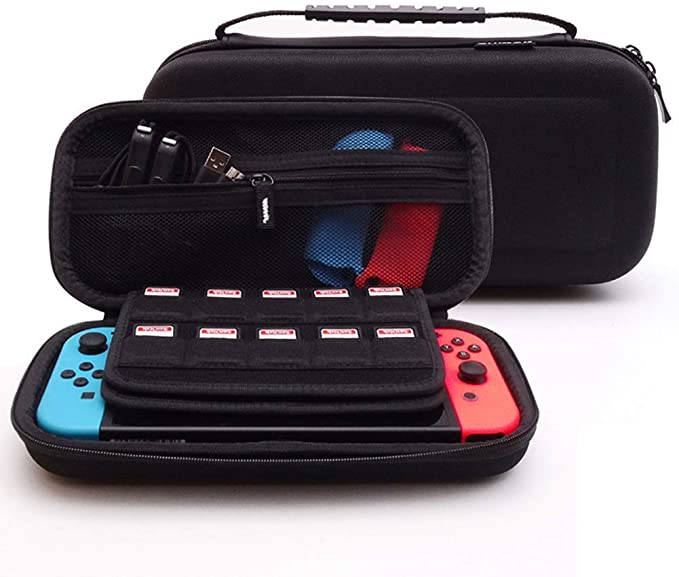 Soyan Carrying Case for Nintendo Switch and Accessories, 19 Game Card & 2 Micro SD Card Holders (Black)