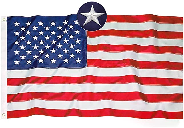 PLTCAT American Flag, 3 x 5 Ft Embroidered Stars and Double Edge Sewing, Brass Grommets Nylon US Flag Built for Outdoor and Indoor Use, Office Workplace Home Garden Business (3' x 5')
