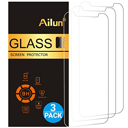 iPhone X Screen Protector,iPhone 10 Screen Protector,[3 Pack]by Ailun,2.5D Edge Tempered Glass for iPhone X/10[5.8inch],Anti-Scratch,Case Friendly,Siania Retail Package