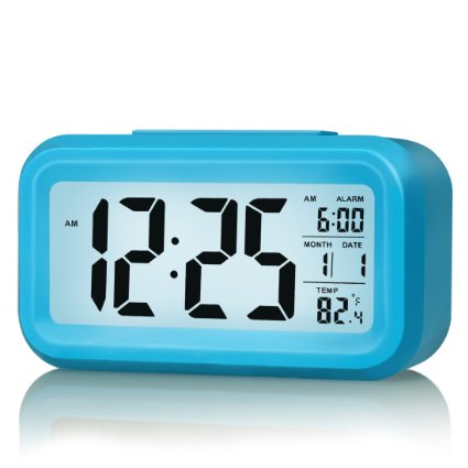 ZHPUAT Morning Clock,Low Light Sensor Technology,Light On Backlight When Detect Low Light,Soft Light That Won't Disturb The Sleep,Progressively Louder Wakey Alarm Wake You Up Softly.Color Blue
