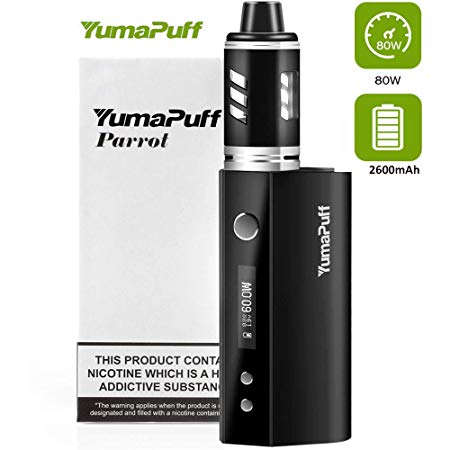 E Cigarette, New Updated YumaPuff Parrot 80W Box Mod Starter Kit,Rechargeable 2600mah OLED Screen Box Mod,No E Liquid, No Nicotine