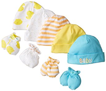 Gerber Unisex-Baby Newborn Bears Caps and Mitten Bundle, Bears, New Born (Pack of 5 and 4)