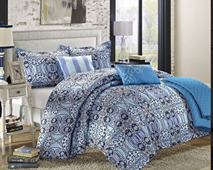 Chic Home Lynwood 6-Piece Luxury Reversible Comforter Set with Shams and Decorative Pillows, King Size, Printed