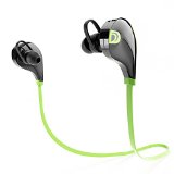 Bluetooth Headphones Dreo New Shockwave Wireless Sports Noise Insulation Sweatproof w Microphone Earbuds Headset Earphones w Extended Battery Life for IOS and Android Lime Green