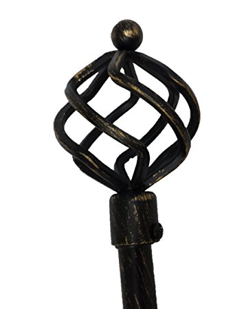 Fancy Collection Rod Décor - NEW Decorative Curtain Rod All Sizes Window Rods (Black/Gold, 48"-84")