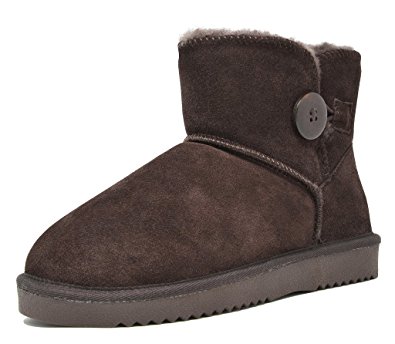 DREAM PAIRS Women's Suede Leather Sheepskin Fur Lining Winter Boots