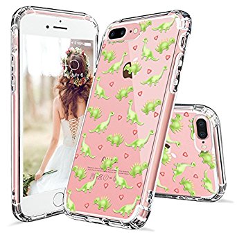 iPhone 7 Plus Case, iPhone 8 Plus Case Cover, MOSNOVO Cute Dinosaur Pattern Clear Design Printed Plastic Hard Case with TPU Bumper Protective Case Cover for iPhone 7 Plus (2016) / iPhone 8 Plus (2017)