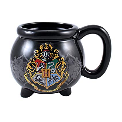 Silver Buffalo Warner Bros HP9895B Silver Buffalo Harry Potter Hogwarts Cauldron 3D Sculpted Ceramic Mug, 20 oz, Black