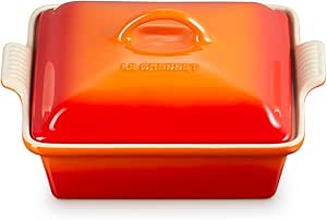 Le Creuset Stoneware Heritage Shallow Square Casserole​, 2qt. (9"), Flame