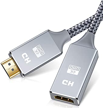 HDMI Extension Cable,Snowkids 4K @60Hz HDMI Extender 0.3m Nylon Briaded HDMI Male to HDMI Female Cable Compatible with Roku Fire Stick, Laptop, PS4,HDTV,Monitor,Projector