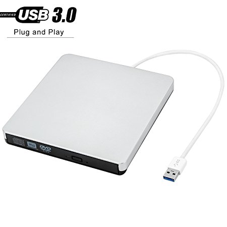 External DVD CD Drive USB 3.0 Burner Writer Drive Player High Speed Data Transfer for Laptop/ Desktop / Macbook / Mac OS / Windows10 /8/ 7 / XP / Vista