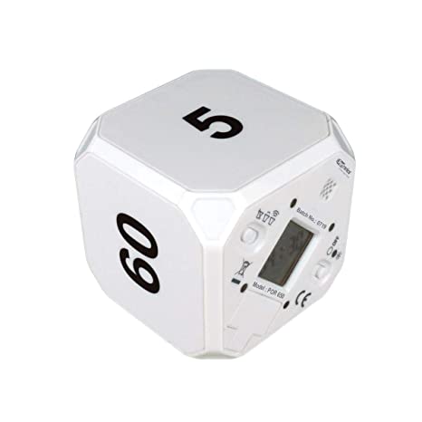 Portronics Timeout - a Smart 5, 15, 30, 60 Minute Count Down Timer Cube with Audio Visual Alarm for Better Time Management in Kitchen, Kids Study, Games, Workouts, Meditation and Yoga (White)