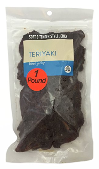 Teriyaki Soft and Tender Style Bulk Beef Jerky - 1 POUND BEEF JERKY BAG - High Protein Jerky - Healthy Lean Meat Snack - Try Our Best Tasting Soft Beef Jerky - 16 oz.