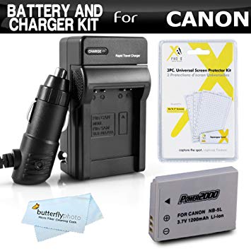 Battery And Charger Kit For Canon PowerShot S100 SX230HS, SX-230HS, SX210IS SX200IS SD990IS SD970IS SD950IS SD900 SD890IS SD880IS Includes Replacement NB-5L Extended Battery   Ac/Dc Charger   More