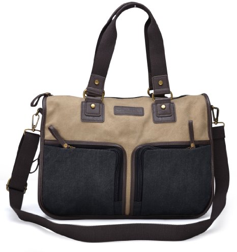Gootium 20319F Canvas Messenger Bag,Perfect Fit Laptop Bags, Khaki