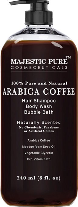 Arabica Coffee Shampoo & Body Wash, Organic Ingredients, 100% Natural & Pure, Anti Hair Loss, Restore Hair Growth, Manageable Hair, 8 Fl. Oz.