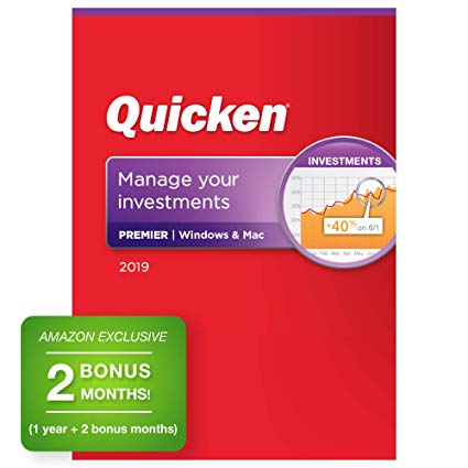 Quicken Premier 2019 Personal Finance & Investment Software [PC/Mac Disc] 1-Year Subscription   2 Bonus Months [Amazon Exclusive]