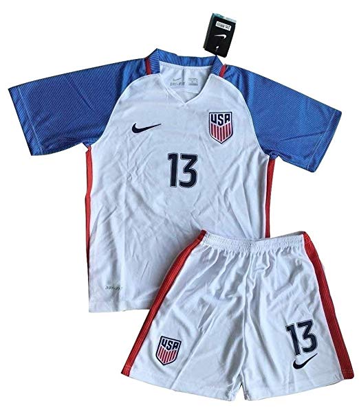 2016-2017 Alex Morgan #13 USA National Home Jersey and Shorts for Kids/Youth (Ages 7-8)