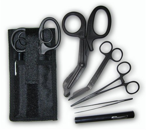 Rescue Essentials Shears EMT/Scissors Combo Pack with Holster, Tactical All Black