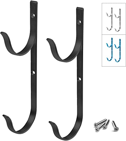 Gray Bunny GB-6898BL2 Swimming Pool Aluminum Pole Hanger Set, Black, Holder for Telescoping Poles, Leaf Rakes, Skimmers, Nets, Brushes, Vacuum Hoses and More!