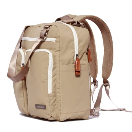 Bebamour Travel Backpack Diaper Bag Tote Handbag Purse Light Khaki