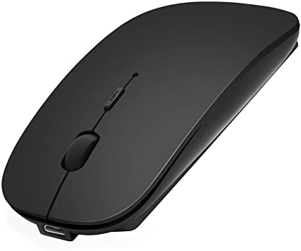 Bluetooth Mouse for Laptop/iPad/iPhone/Mac(iOS13.1.2 and Above) / Android PC, Wireless Mouse Slim USB Rechargable Quiet Mice for Windows/Linux/Notebook/Mac/MacBook Air, Bluetooth4.0 Black