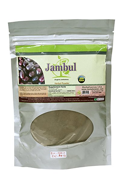 Jambul Powder (Fruit & Seed) (Eugenia Jambolana) 8.11 Oz (Ayurvedic Blood Purifier Formulation) (Wild Crafted from natural habitat) 230 Gms 2x (Optimum Potency)