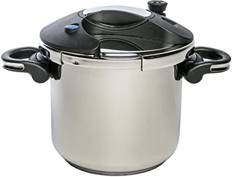 ExcelSteel 598 Professional Pressure Cooker, 7.5 QT, 18/10 Stainless Steel W/ Encapsulated Base, Multiple Safety Designs to Ensure Safe Use