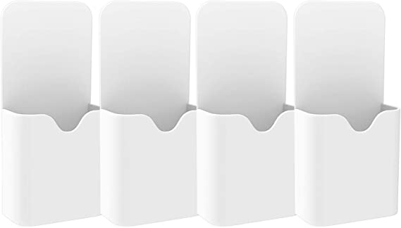 MoKo Magnetic Dry Erase Marker Holder, [4 Pack] Pen/Pencil/Magnets/Dry Erase Marker Storage Organizer for Home Refrigerator, Office Glass Whiteboard, Locker and Other Magnetic Surfaces - White