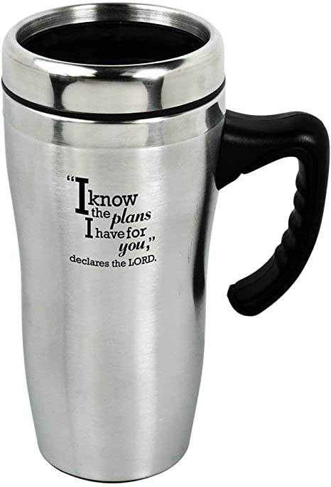 I Know The Plans Jeremiah 29:11 Stainless Steel Travel Mug with Lid and Handle (16 Oz Double-Wall Vacuum Insulated Coffee Cup)