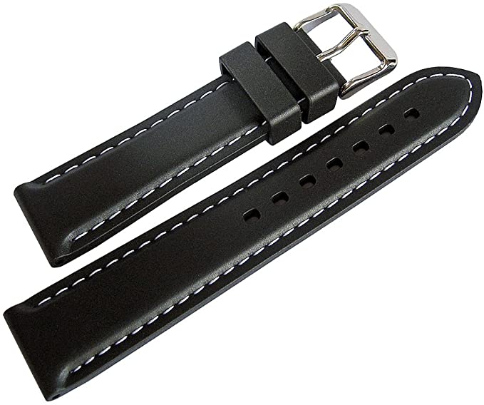 Bonetto Cinturini 20mm Black Rubber Watch Strap Model 325