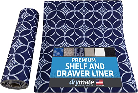 Drymate Premium Shelf and Drawer Liner (12” x 59”), (Set of 2), Slip-Resistant, Durable, Non Adhesive – Absorbent/Waterproof – for Drawers, Shelves, Cabinets, Storage, Kitchen and Desks (USA Made)
