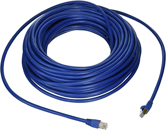 Monoprice 75FT 24AWG Cat6A 500MHz STP Ethernet Bare Copper Network Cable - Blue