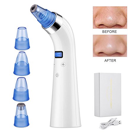 Electric Blackhead Remover Vacuum Cleaner, Magicfly 4 in 1 Pore Vacuum Extractor Microdermabrasion Machine Black Head Eliminator USB Rechargeable, 5 Adjustable Levels