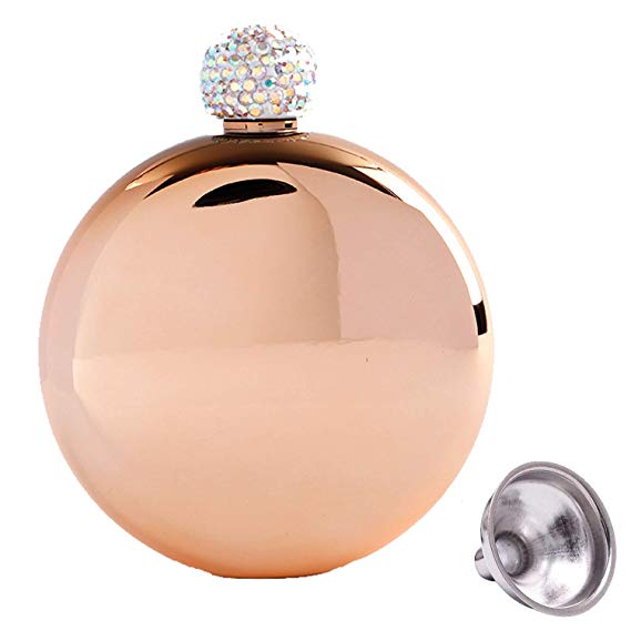 Humphrey Amelia Stainless Steel Wine Flask with Crystal Lid and funnel (rose gold)