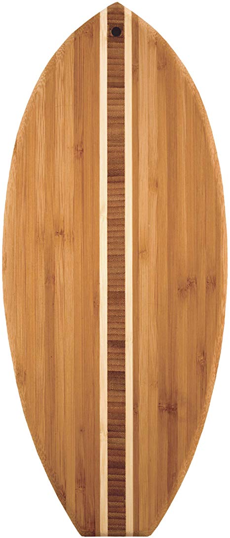 Totally Bamboo Lil' Surfer Surfboard Shaped Bamboo Serving and Cutting Board, 14-1/2" x 6"