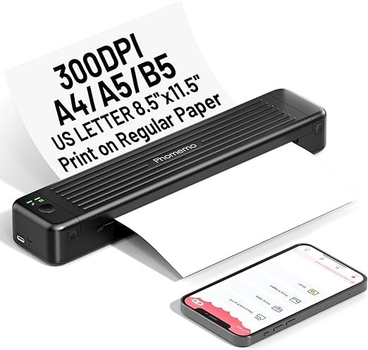 Phomemo P831 Portable Printers for Travel - 300DPI Bluetooth Thermal Transfer Printer for 8.5 x 11 US Letter & A4 Copy Paper, Inkless Wireless Mobile Thermal Printer for Travel Home Office Boarding