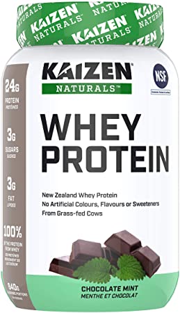 Kaizen Naturals Grass-Fed Whey Protein Powder, NSF Certified, Chocolate Mint, 840 Gram