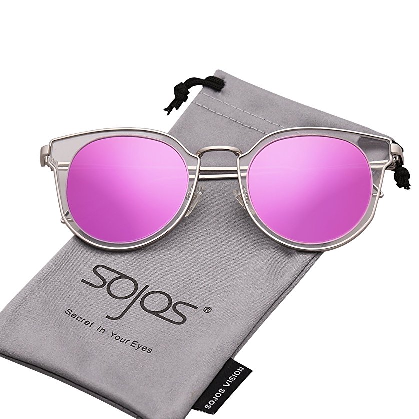 SojoS Fashion Polarized Sunglasses UV Mirrored Lens Oversize Metal Frame SJ1057