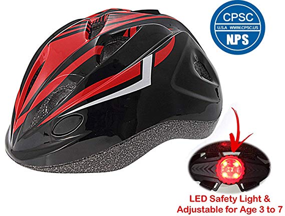 Cloubike Kids Bike Helmet with LED Safety Light and CPSC Certified for Kids Cycling Safety Protection-Adjustable Large Size 19.68-22.83 Inches Ages 3-7