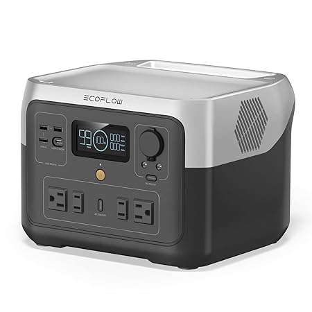 EF ECOFLOW Portable Power Station RIVER 2 Max, 512Wh LiFePO4 Battery/ 1 Hour Fast Charging, Up To 1000W Output Solar Generator for Outdoor Camping/RVs/Home Use Black