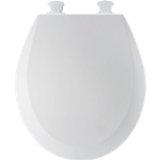 Bemis 500EC000 Molded Wood Round Toilet Seat With Easy Clean and Change Hinge White