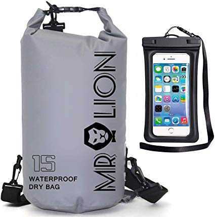 MR LION Waterproof Dry Bag - Roll Top Dry Compression Sack Keeps Gear Dry for Kayaking, Beach, Rafting, Boating, Hiking, Camping, Swimming, Floating and Fishing with Waterproof Phone Case