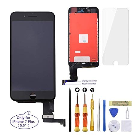 GULEEK iPhone 7 Plus Screen Replacement 5.5 inch LCD Display 3D Touch Screen Digitizer Assembly Replacement Screen with Repair Tool kit/Tempered Glass Screen Protector/Instruction（Black）