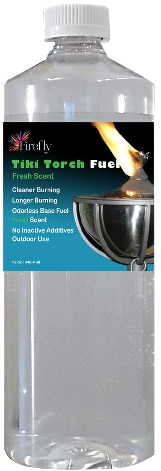 Firefly Fresh Scent Tiki Torch Fuel - Significantly Longer Burn - Odorless - Less Smoke - Gold Standard - 32 Ounces