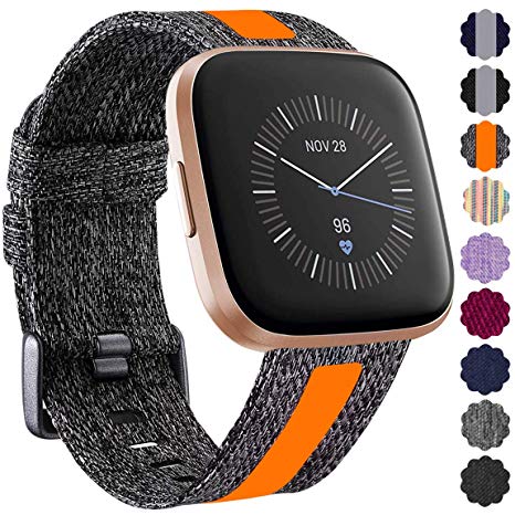 Maledan Replacement for Fitbit Versa Bands Women Men Large Small, Woven Fabric Accessories Strap Wrist Band Compatible with Fitbit Versa Smart Watch/Versa 2/Fitbit Versa Lite/Versa Special Edition