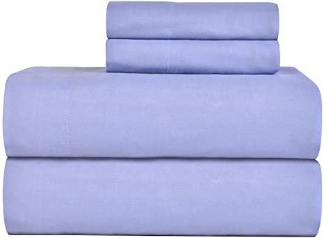 Celeste Home Ultra Soft Flannel Sheet Set with Pillowcase, Full, Blue