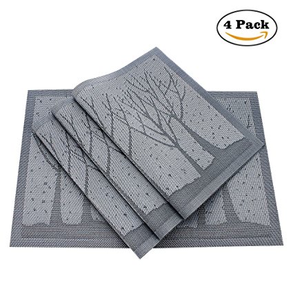 Placemats, 4 Pack MIZOO PVC Place Mat Stain-Resistant Heat Insulation Mats